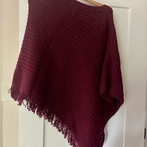 J Jill Burgundy Knit Women's Sweater Poncho style EUC